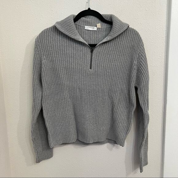 New Cloth by Design 1/4 Zip Gray Knit Sweater Womens XS - Picture 1 of 4